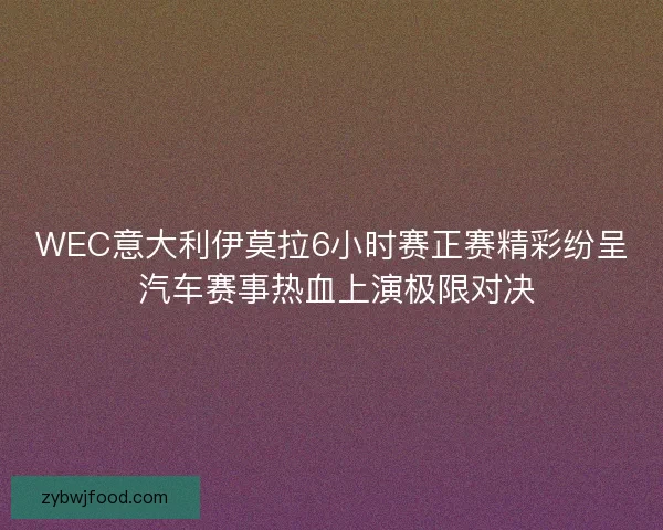 WEC意大利伊莫拉6小时赛正赛精彩纷呈 汽车赛事热血上演极限对决